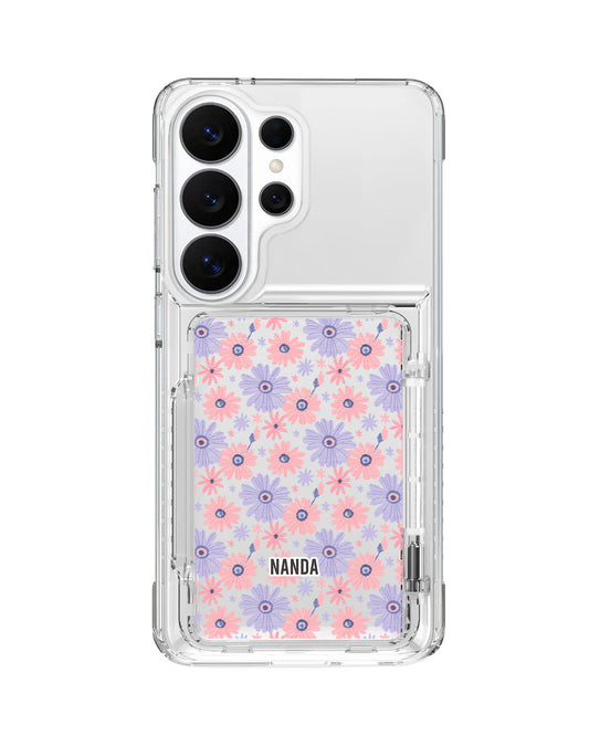 Android Crystal Wallet Standing Case - Lilac Meadow