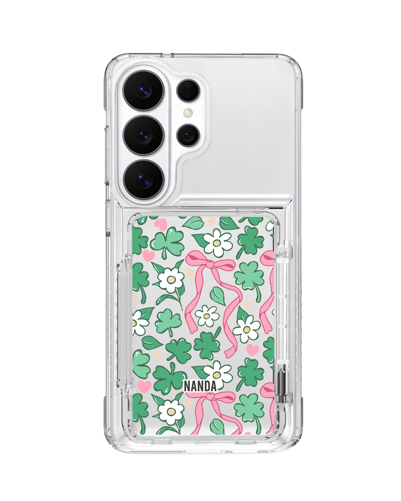 Android Crystal Wallet Standing Case - Lucky Clover