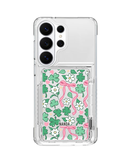 Android Crystal Wallet Standing Case - Lucky Clover