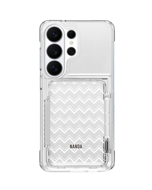 Android Crystal Wallet Standing Case - Lavender Zigzag