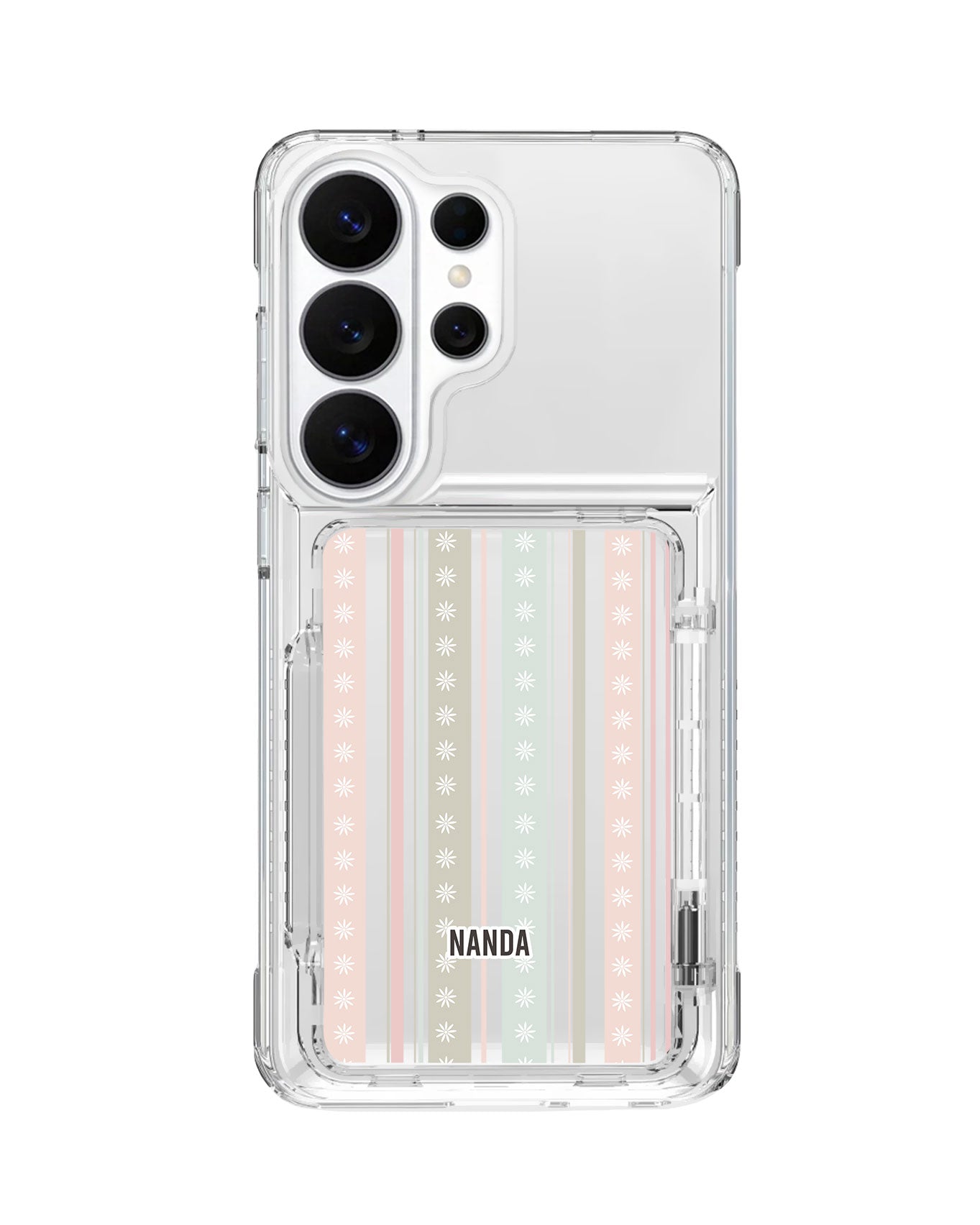 Android Crystal Wallet Standing Case - Soft Bloom Stripes