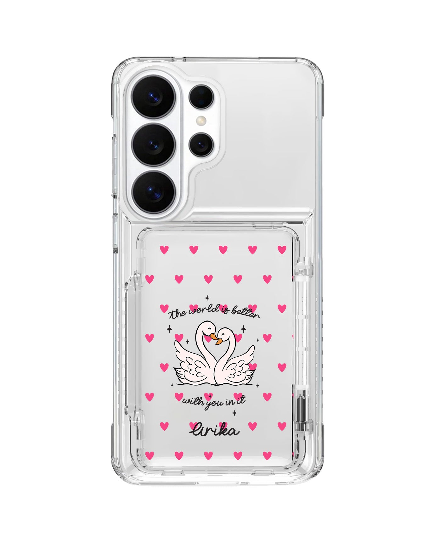 Android Crystal Wallet Standing Case - Swan Soulmate