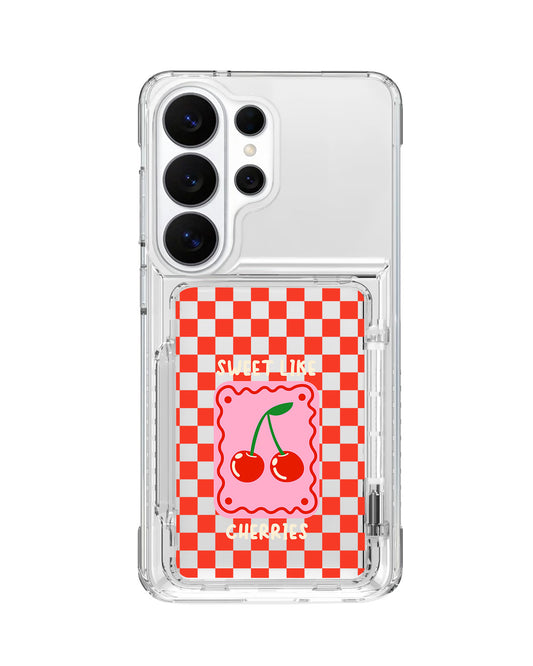 Android Crystal Wallet Standing Case - Sweet Like Cherries