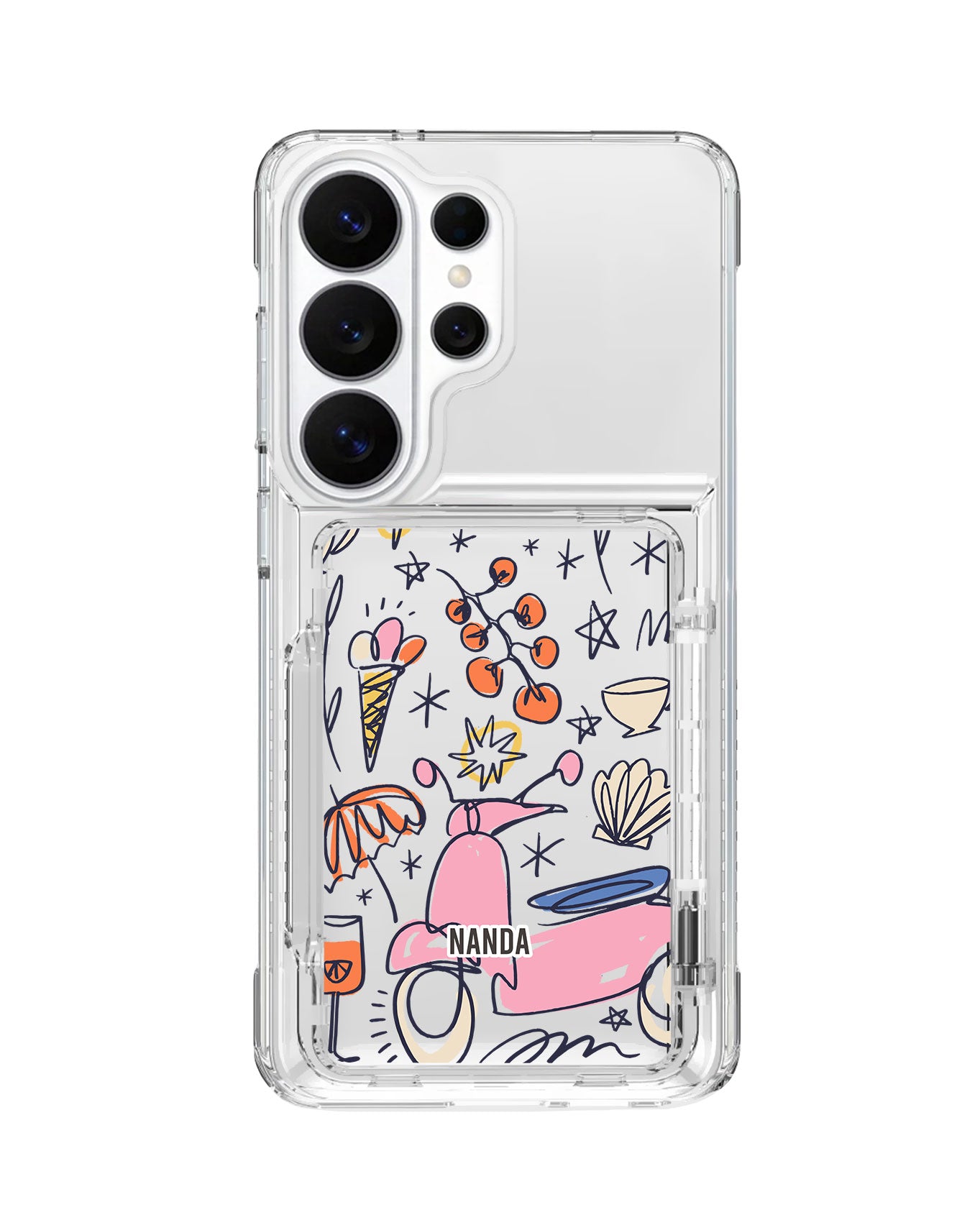 Android Crystal Wallet Standing Case - Vacation scribbles