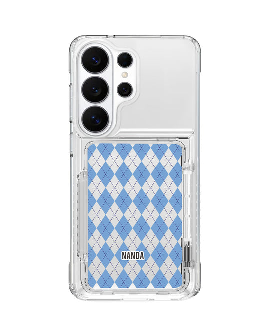 Android Crystal Wallet Standing Case - Winter Argyle