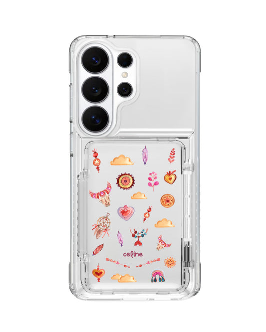 Android Crystal Wallet Standing Case - Boho Red