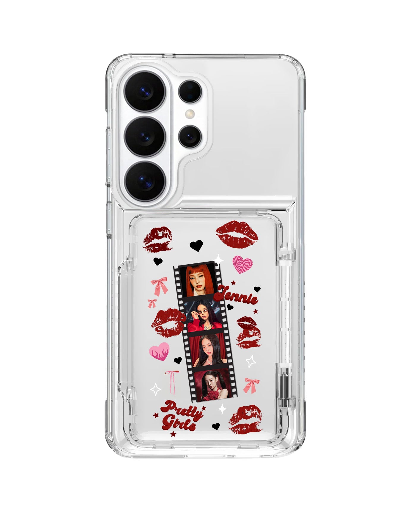 Android Crystal Wallet Standing Case - Face Grid Jennie