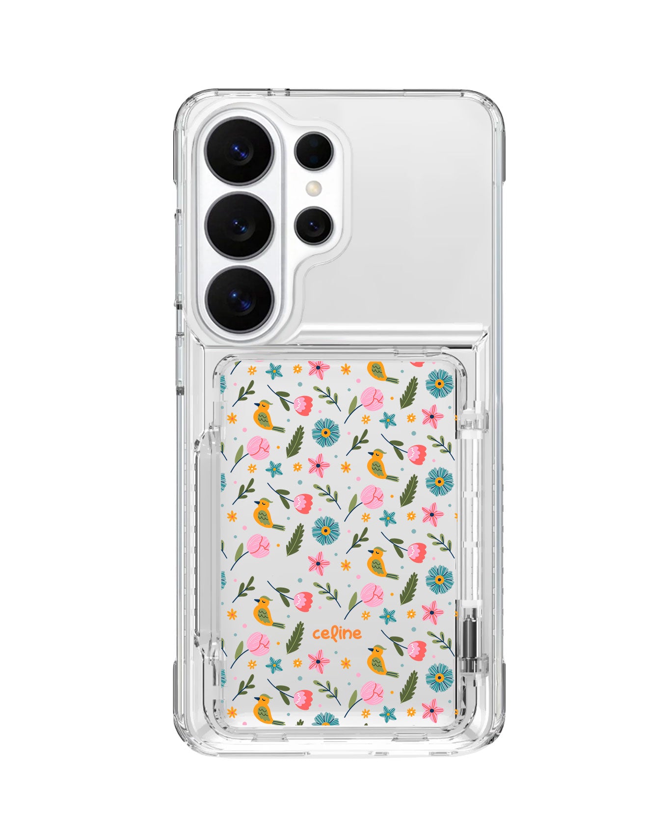 Android Crystal Wallet Standing Case - Flower Bird