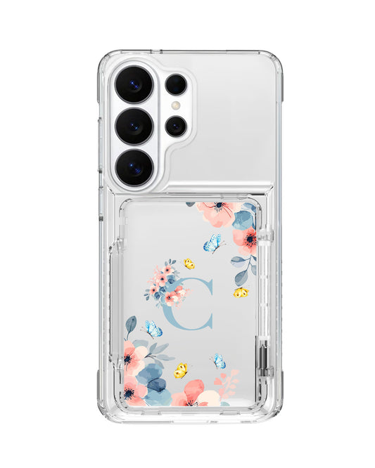 Android Crystal Wallet Standing Case - Flower Blue