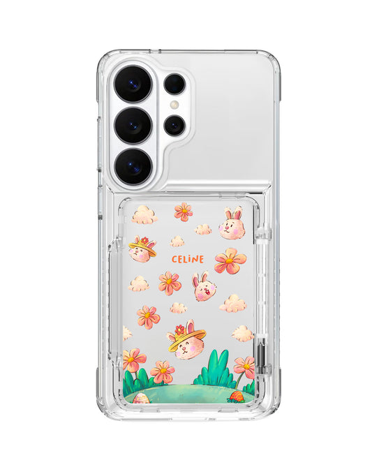 Android Crystal Wallet Standing Case - Gardening Bunny