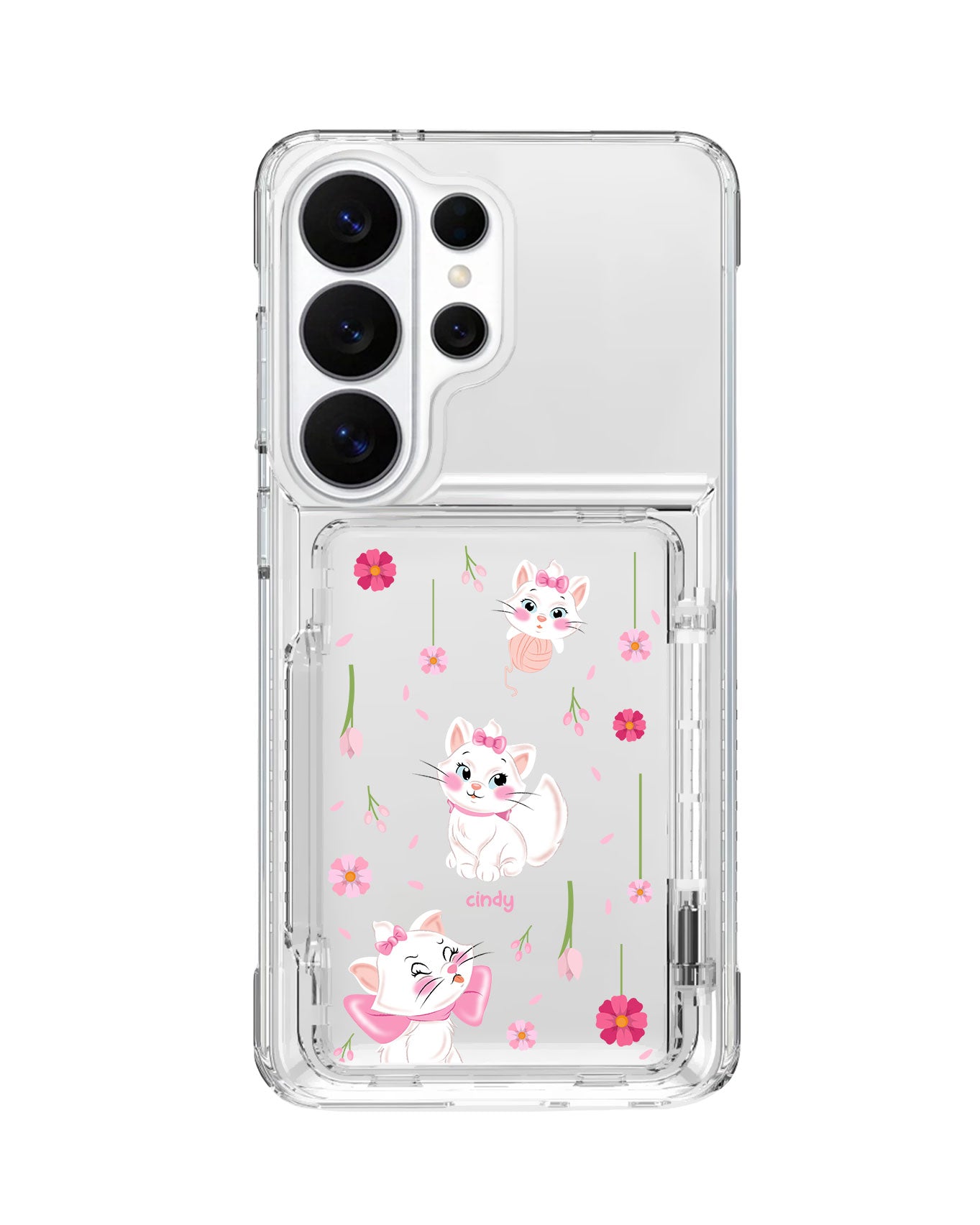 Android Crystal Wallet Standing Case - Marrie Cat Flower