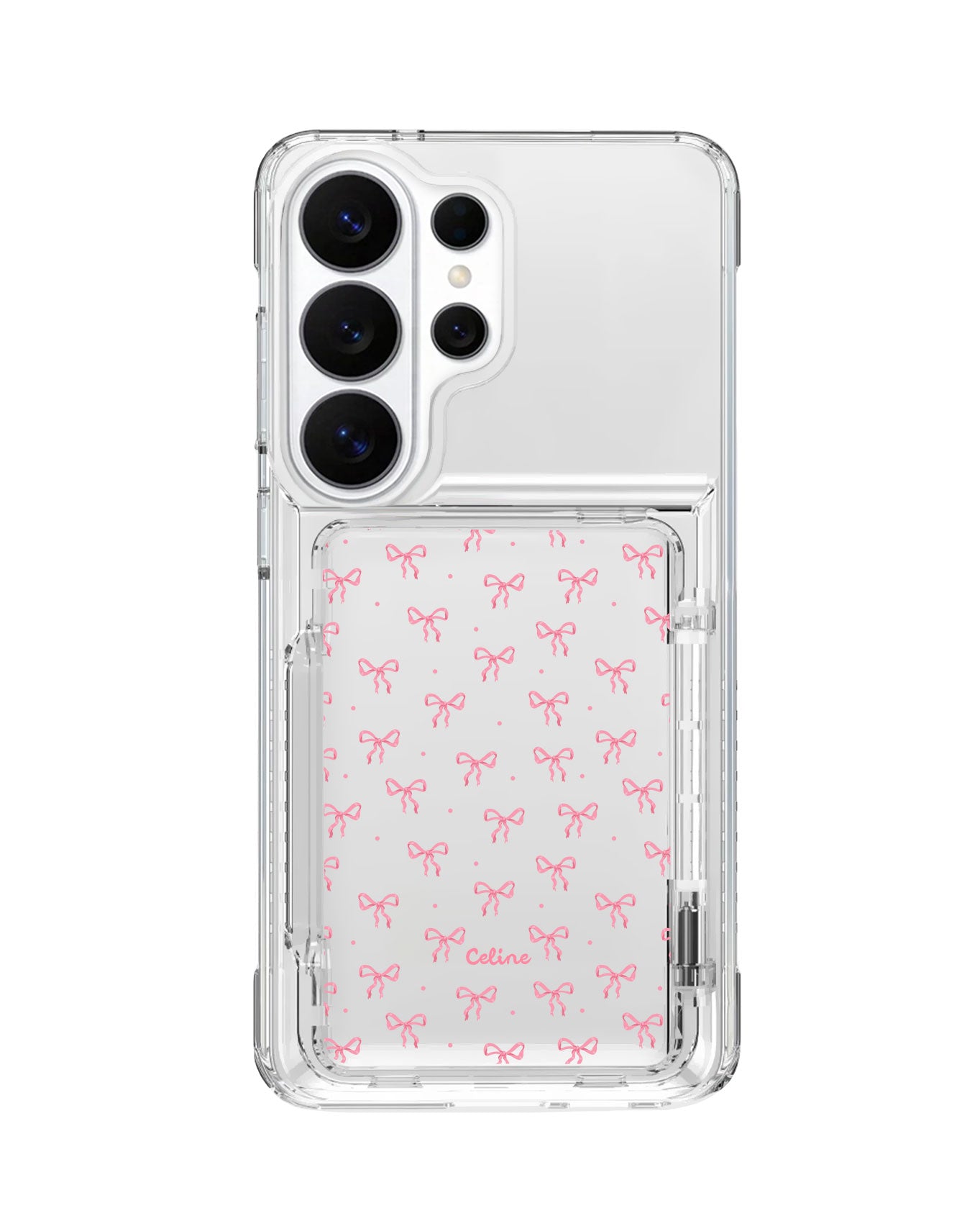 Android Crystal Wallet Standing Case - Pink Ribbon