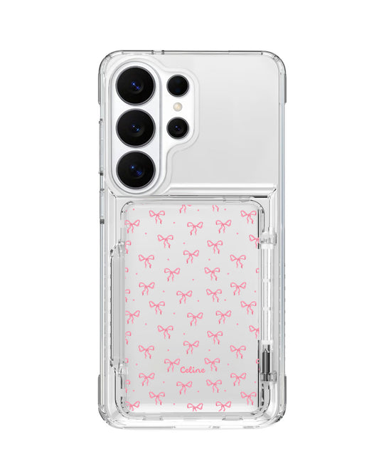 Android Crystal Wallet Standing Case - Pink Ribbon