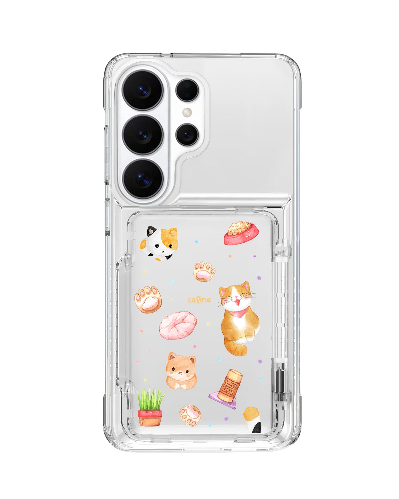 Android Crystal Wallet Standing Case - Play With Kitty