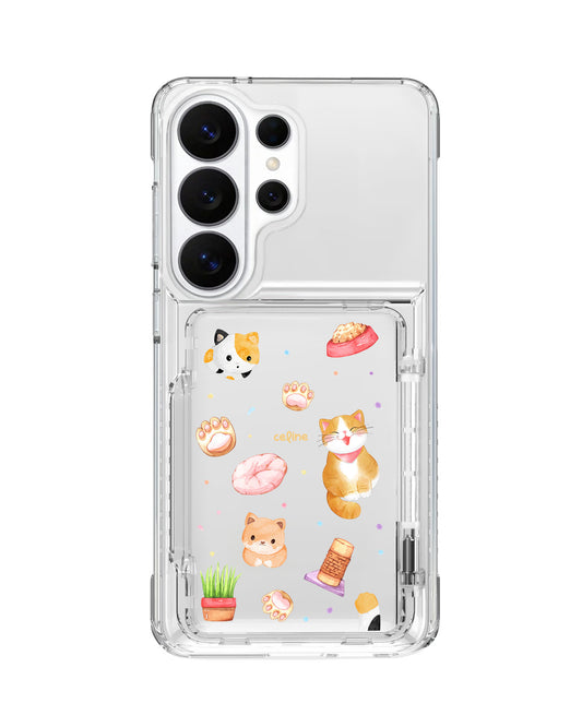 Android Crystal Wallet Standing Case - Play With Kitty