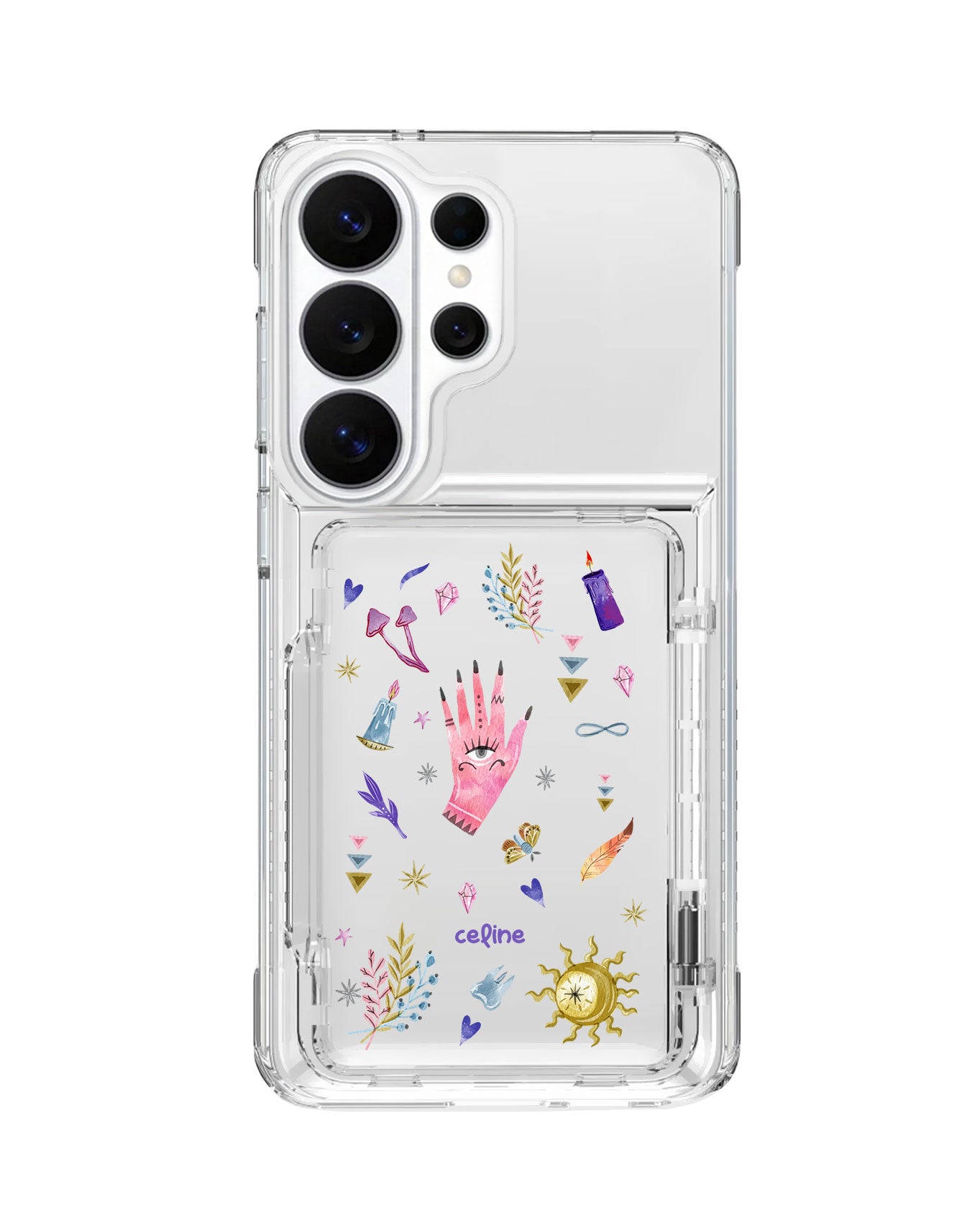 Android Crystal Wallet Standing Case - Purple Boho