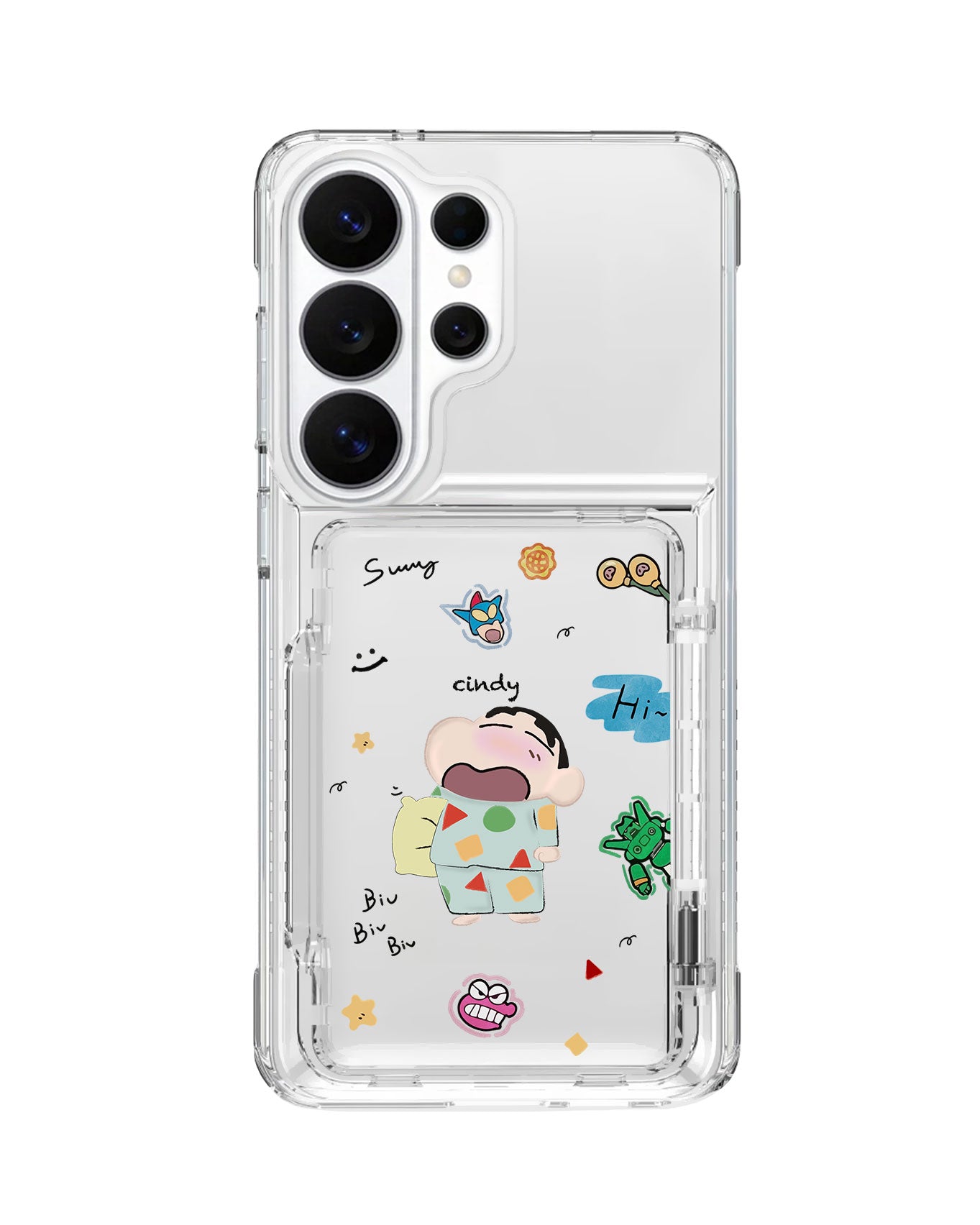 Android Crystal Wallet Standing Case - Sleepy Shinchan