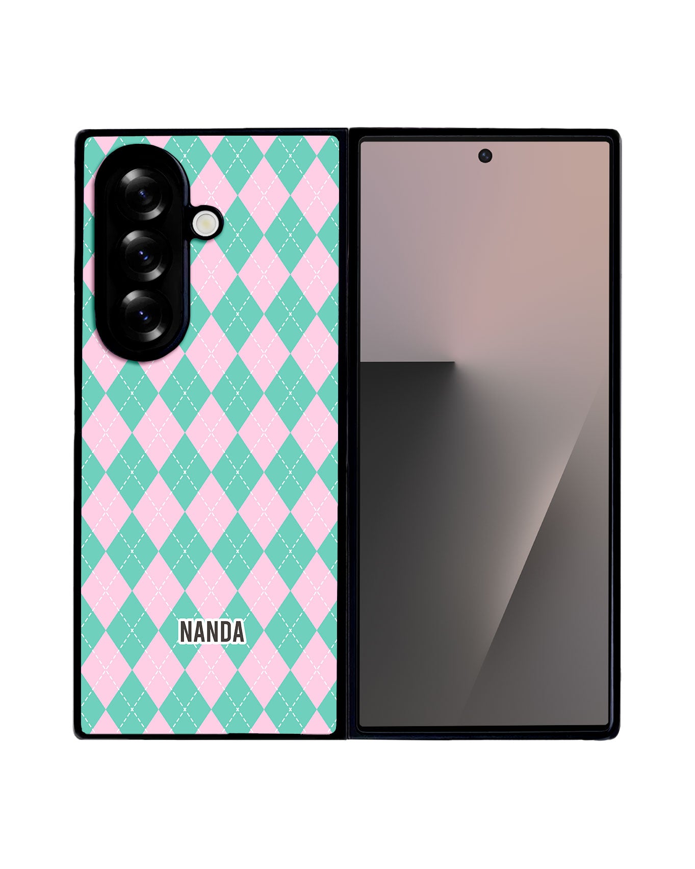 Android Premium Glam Case - Cotton Candy Argyle