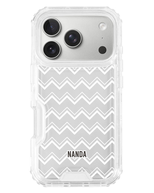 iPhone Triple Armour Case - White Zigzag